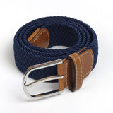 Men Elastic Stretch Waist Belt Black Canvas Stretch Braided Elastic Woven Leather Belt Wide Hot Metal Stretch Belt For Men