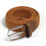 Men Elastic Stretch Waist Belt Black Canvas Stretch Braided Elastic Woven Leather Belt Wide Hot Metal Stretch Belt For Men