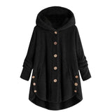 SHUJIN Leopard Plush Fleece Women Hooded Jackets Fashion Autumn Winter Warm Long Hoodie Coat  Button Solid Loose Overcoat 2019