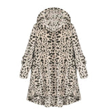 SHUJIN Leopard Plush Fleece Women Hooded Jackets Fashion Autumn Winter Warm Long Hoodie Coat  Button Solid Loose Overcoat 2019